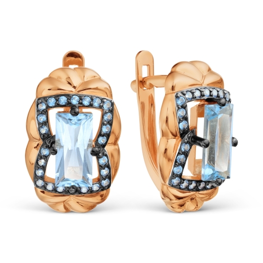 Серьги из золота с топазами London и фианитами