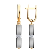 Серьги из золота с бриллиантами и керамическими вставками