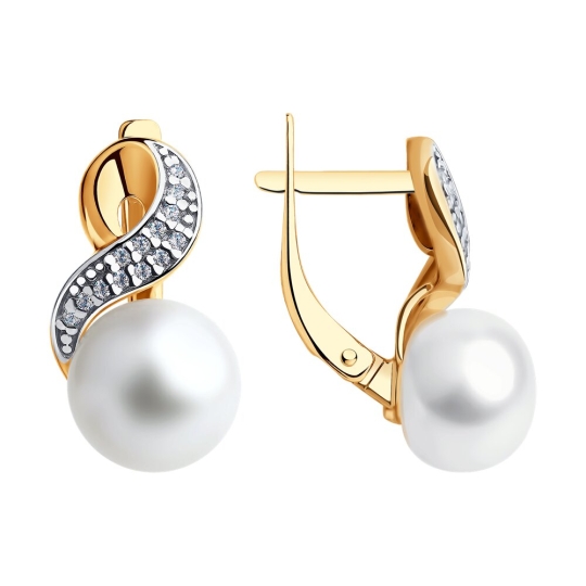 Серьги из серебра с эмалью и фианитами