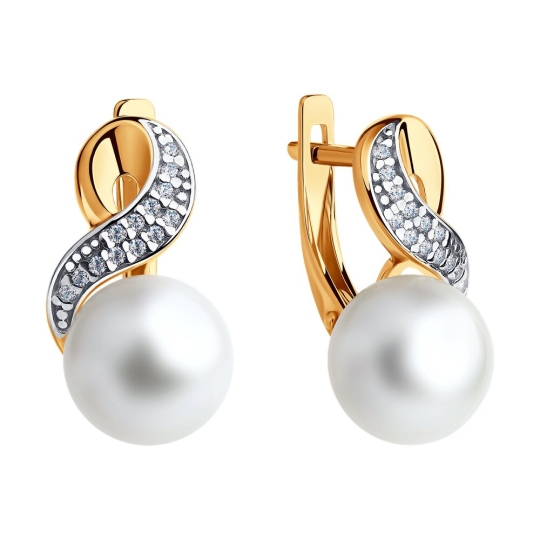 Серьги из серебра с эмалью и фианитами