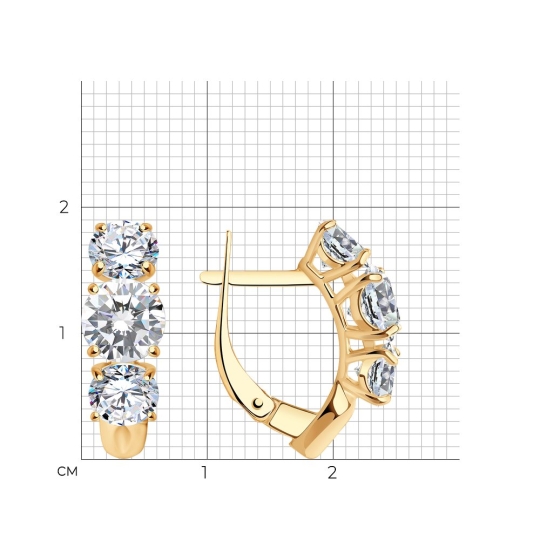 Одиночная серьга из серебра с фианитами