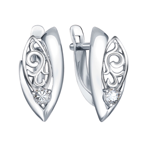 Серьги из серебра с фианитами