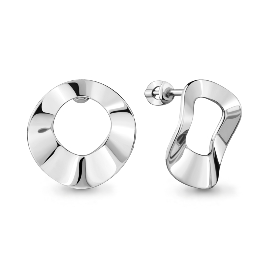 Серьги из серебра с позолотой и фианитами
