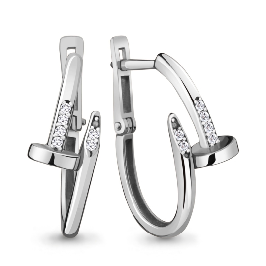 Серьги из серебра с фианитами