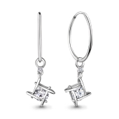 Серьги-кольца из серебра с фианитами