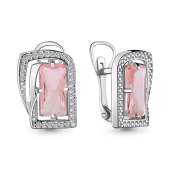 Серьги из серебра с морганитом и фианитами