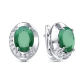 Серьги из серебра с агатами и фианитами