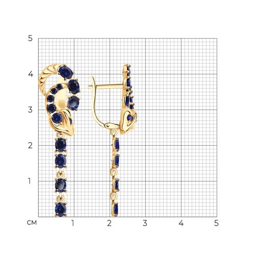 Серьги из золота с сапфировыми корундами