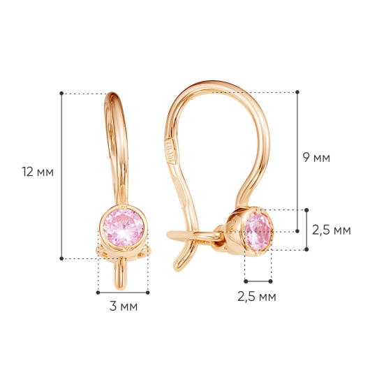 Серьги из золота с фианитами