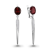 Серьги из серебра с гранатами и фианитами
