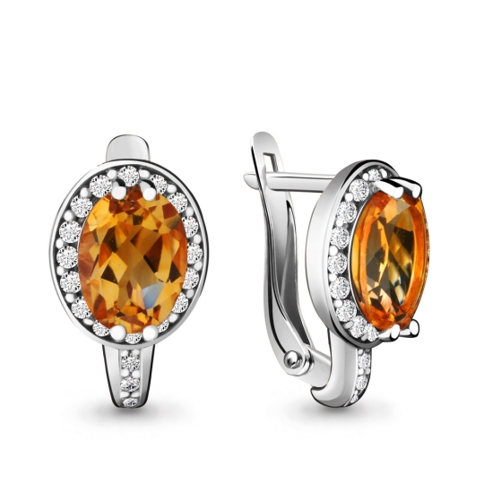 Серьги из серебра с перламутром и фианитами