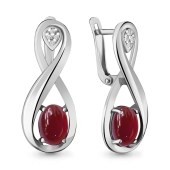 Серьги из серебра с гранатами и фианитами