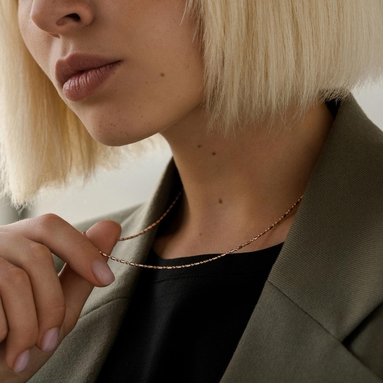 Цепь из белого золота плетения "Сингапур"