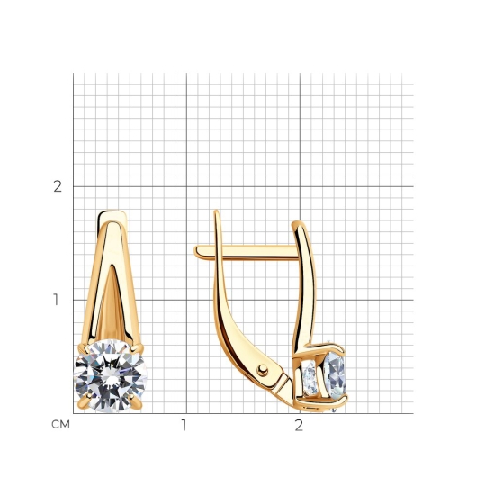 Серьги из серебра с позолотой и фианитами