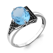 Кольцо из серебра с топазом и фианитами