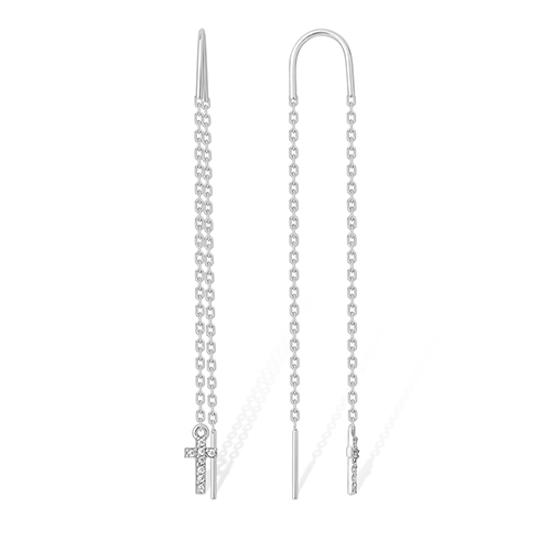 Серьги-трансформеры из серебра с фианитами