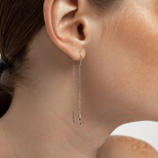 Серьги-трансформеры из серебра с фианитами