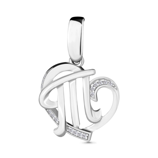 Подвеска-буква из серебра с фианитами "В"