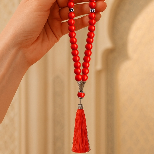 Чётки из агата с серебряными вставками