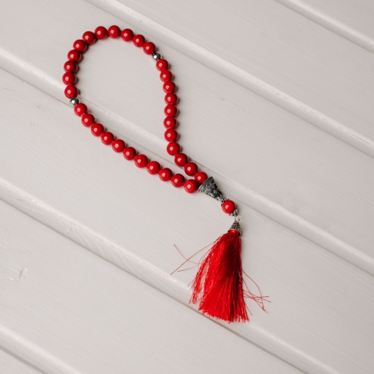 Чётки из агата с серебряными вставками