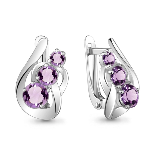 Серьги из серебра с фианитами