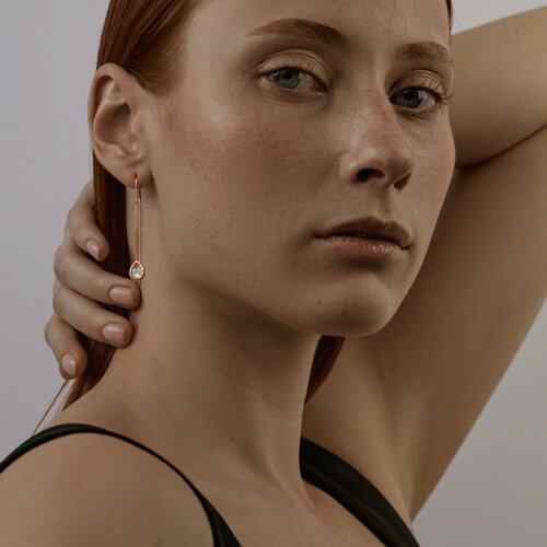 Серьги из серебра с агатами и фианитами