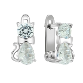 Серьги из серебра с фианитами