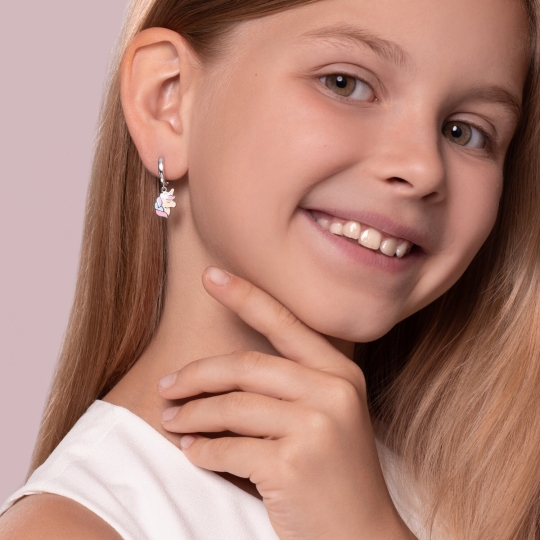 Серьги из серебра с гранатами и фианитами
