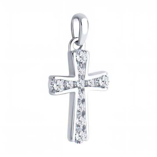 Подвеска-буква из серебра с фианитами "В"