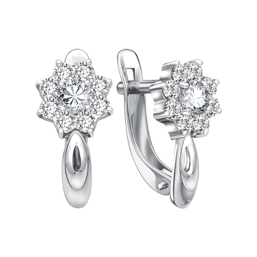 Серьги из серебра с фианитами