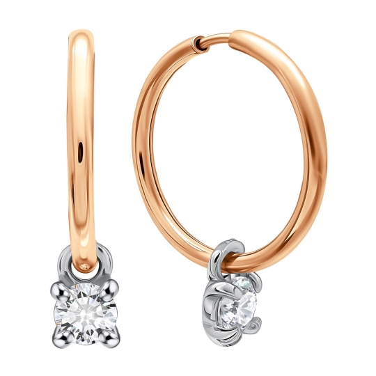 Серьги из белого золота с выращенными бриллиантами