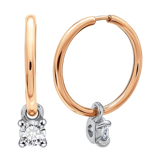 Серьги из белого золота с выращенными бриллиантами