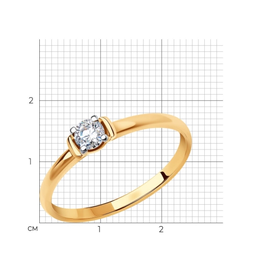 Кольцо из золота с жемчугом и фианитами