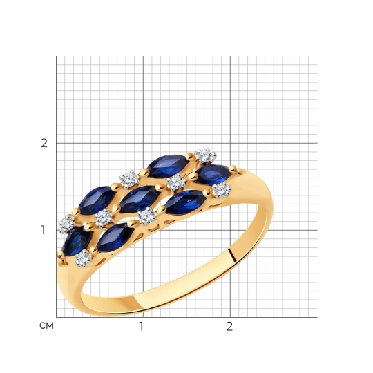 Кольцо из золота с бриллиантами и сапфирами