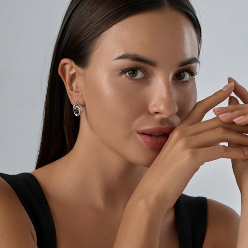 Серьги из серебра с топазами и фианитами