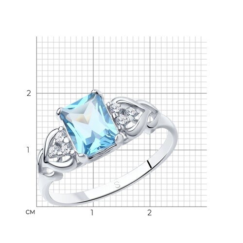 Кольцо из серебра с топазом и фианитами