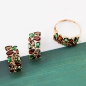 Серьги из золота с миксом камней