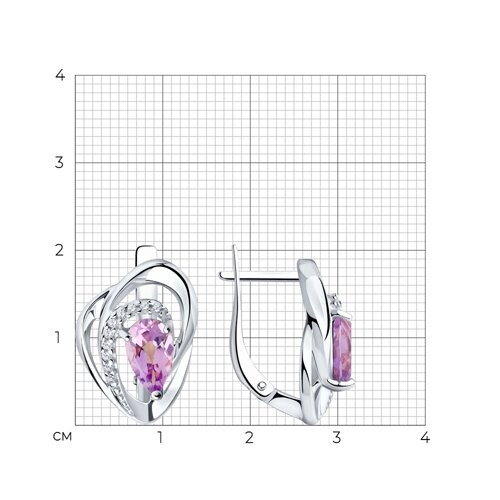 Серьги из серебра с топазами и фианитами