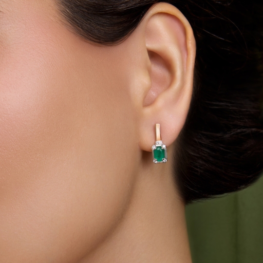 Серьги из золота с гранатами и фианитами