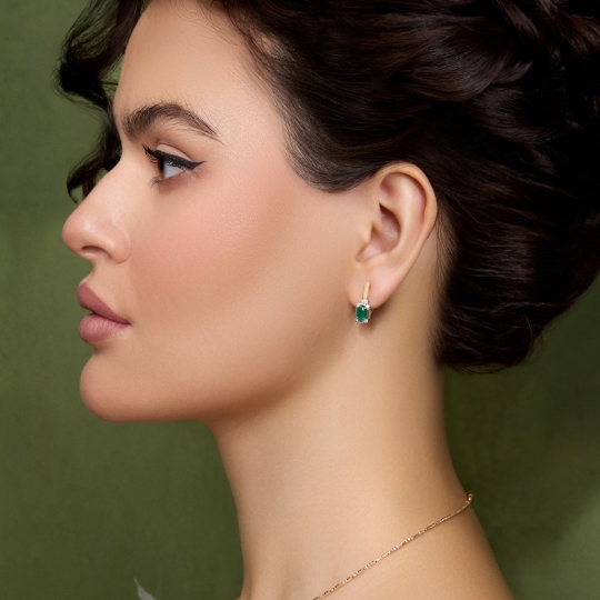 Серьги из золота с гранатами и фианитами