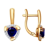 Серьги из золота с бриллиантами и сапфировыми корундами