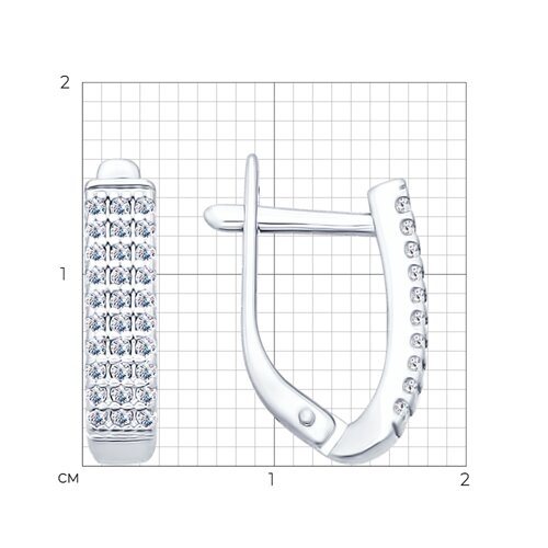 Серьги из серебра с хризолитами и фианитами 