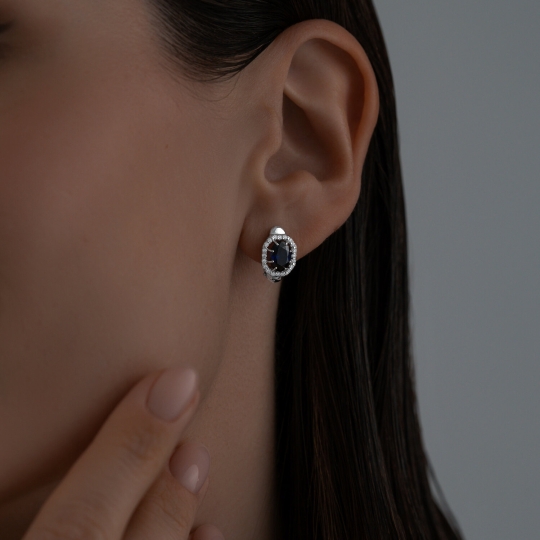 Серьги-эльфы из серебра с аметистами