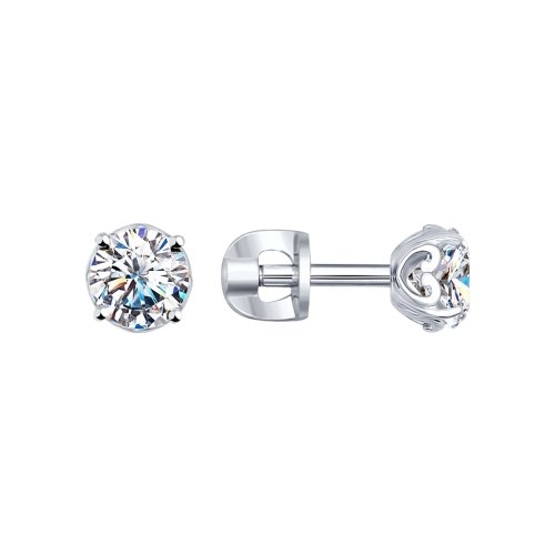 Серьги из серебра с фианитами