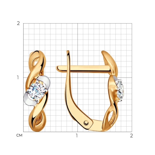 Серьги из золота с фианитами