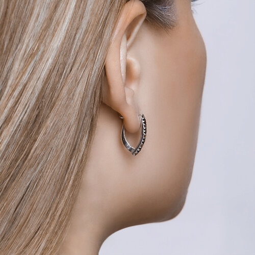 Серьги из серебра с жемчугом и фианитами