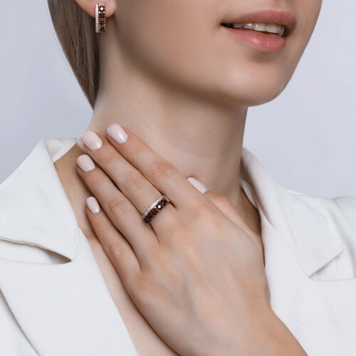 Серьги из серебра с жемчугом и фианитами