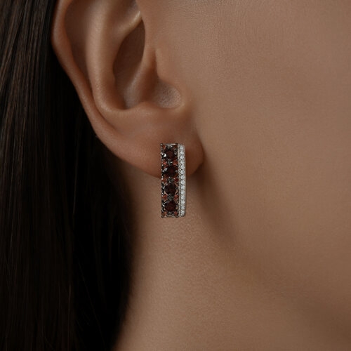 Серьги из серебра с жемчугом и фианитами