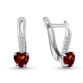 Серьги из серебра с гранатами и фианитами
