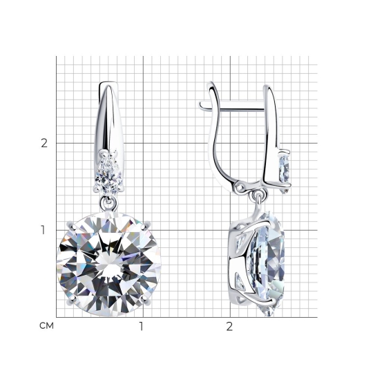 Серьги из серебра с фианитами